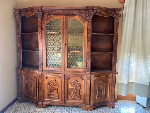 [RIF.421] Mobile da soggiorno in radica vintage dimensioni lunghezza 2.50 altezza 2,19 
