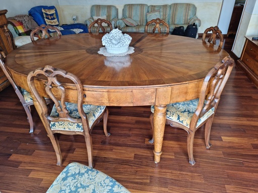 [RIF.538] Antico tavolo OVALE completo di 10 sedie stile LUIGI FILIPPO (1800)